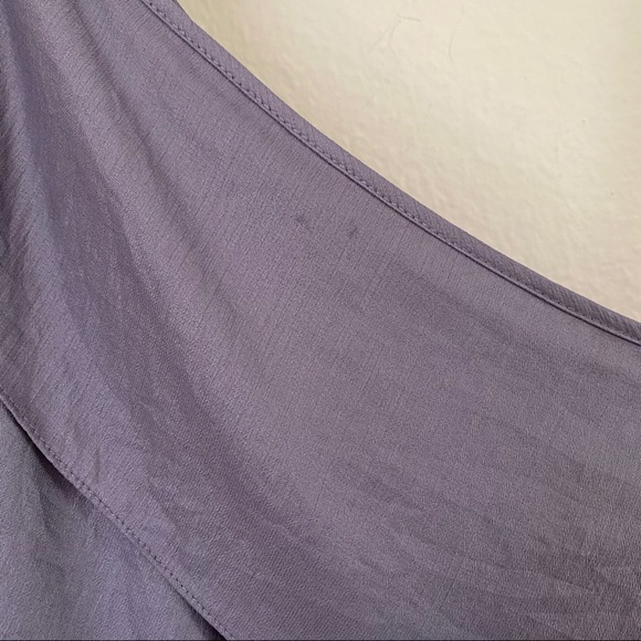 BCBG Gray 1 Shoulder Tie Sleeve Ruffle Layer Dress - Picture 10 of 10